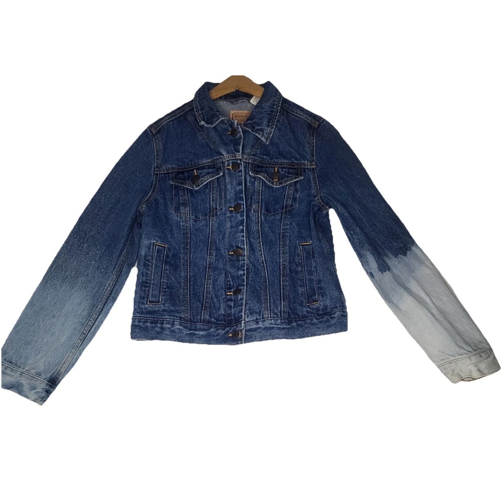 C.E. Schmidt Custom Ombre Dip Dye Denim Trucker Jacket Reworked Workwear Medium
